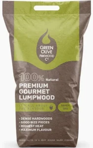 Green Olive Firewood Premium Gourmet Lumpwood BBQ Charcoal, a set of two 5kg bags.
