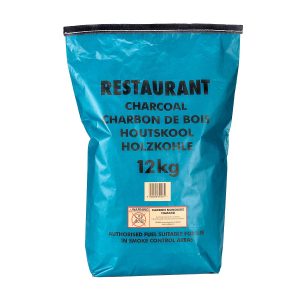 A blue 12kg bag of Restaurant Charcoal from B&Q, on a white background. Image: B&Q.
