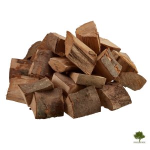 A pile of beech smoking chunks on a white background. Image: Gwernyfed Wood.