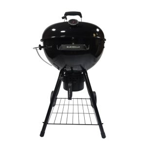 Slow 'N Sear Black Edition 22-inch charcoal kettle on a white background.